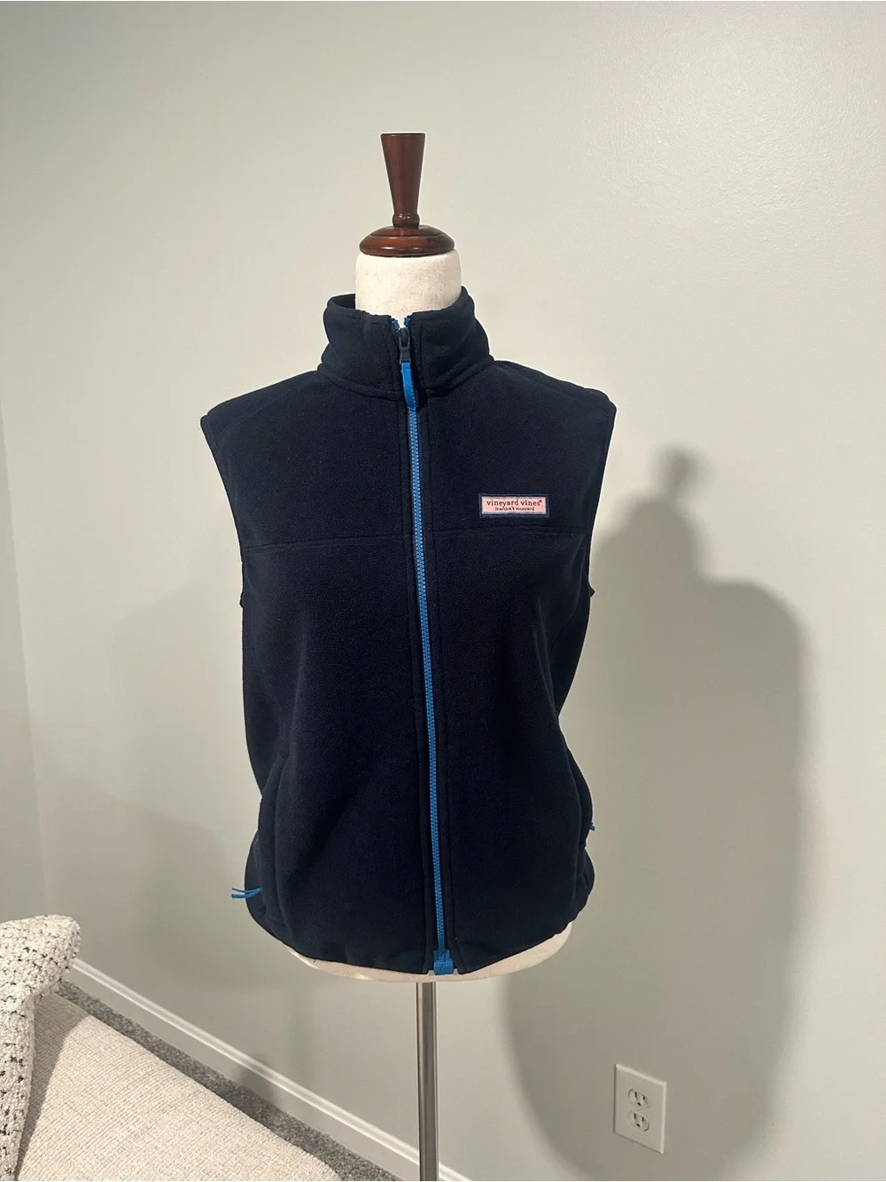 Vineyard Vines Navy Sleeveless Fleece Zip Vest